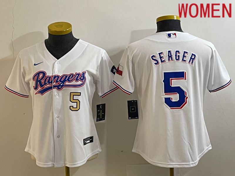 Women Texas Rangers #5 Seager White Game Nike 2023 MLB Jersey style 2->seattle seahawks->NFL Jersey